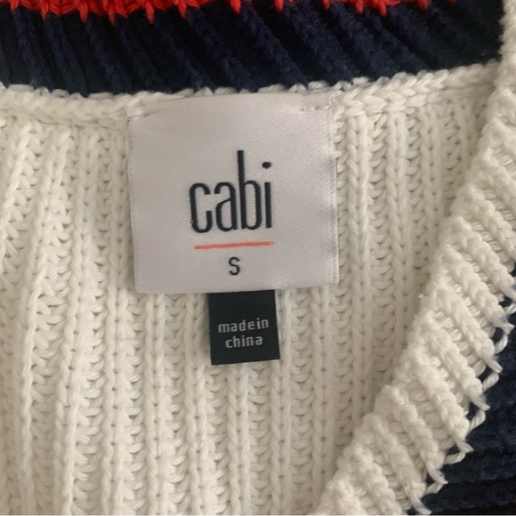 Cabi Ace V-Neck Preppy Bell Sleeve White Sweater Style 5639 Size S - Picture 2 of 13